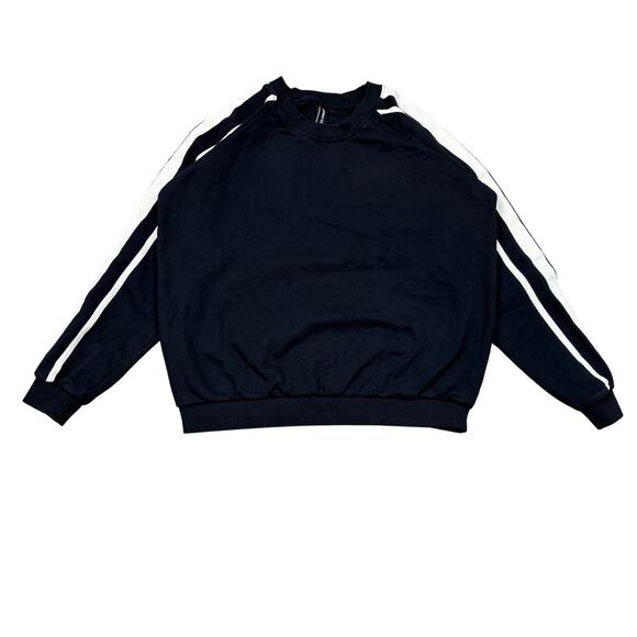 Johnny Cota Striped Raglan Crewneck Pullover Sweatshirt Women's Medium - Picture 1 of 11